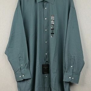 Shaquille O'Neal Men's BIG FIT Sz 18.5 36/37 COOLING Button Down Shirt TEAL-NWT